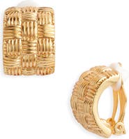 Karine Sultan Tufted Huggie Hoop Earrings