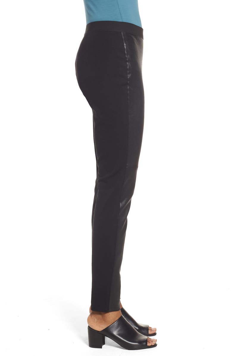 Eileen Fisher Leather Blocked Leggings, Alternate, color,