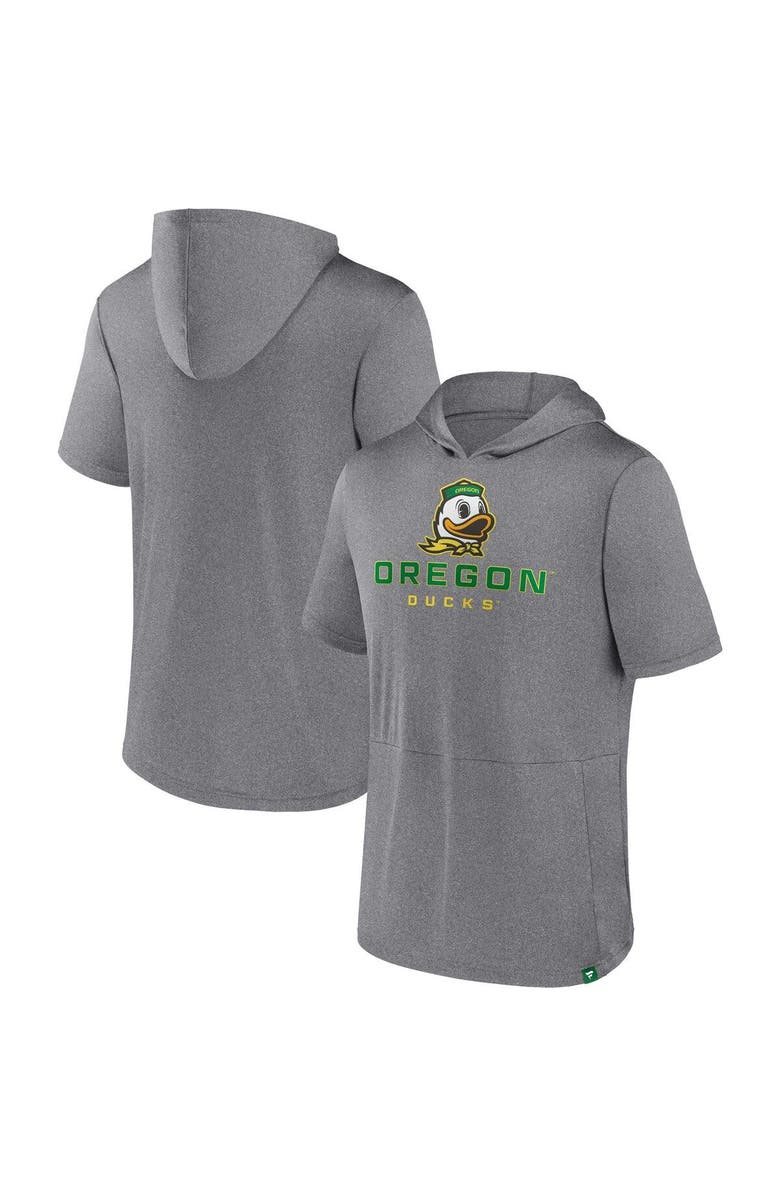 FANATICS Men's Fanatics Branded Heather Gray Oregon Ducks Modern Stack Hoodie T-Shirt, Alternate, color, Heather Gray