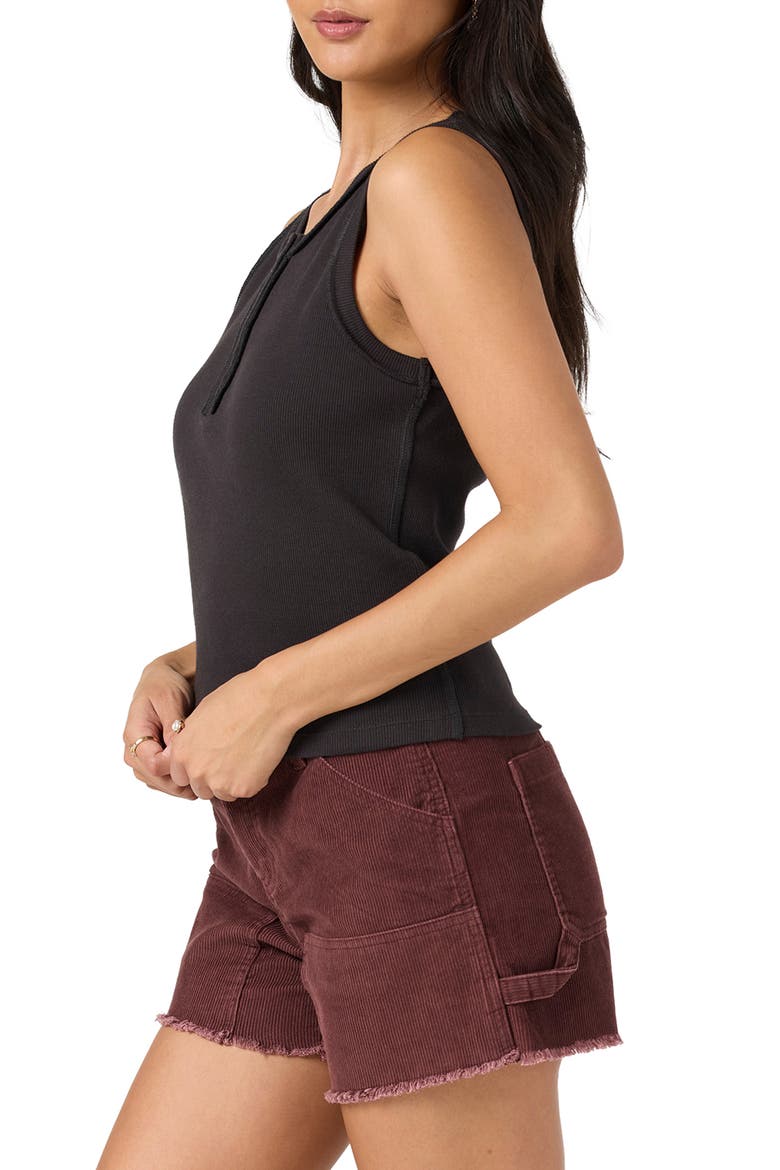 Hattie Rib Henley Tank, Alternate, color, BLACK