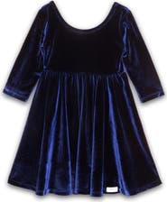 WORTHY THREADS Girls Stretch Velvet Twirly Dress