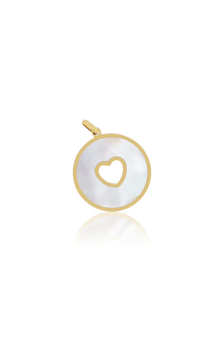 The Lovery Fine Jewelry Mother of Pearl Donut Heart Charm, Main, color, Mother Of Pearl