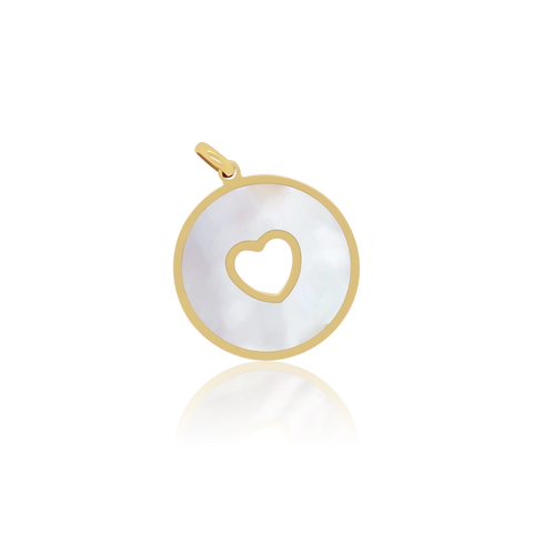 Mother of Pearl Donut Heart Charm