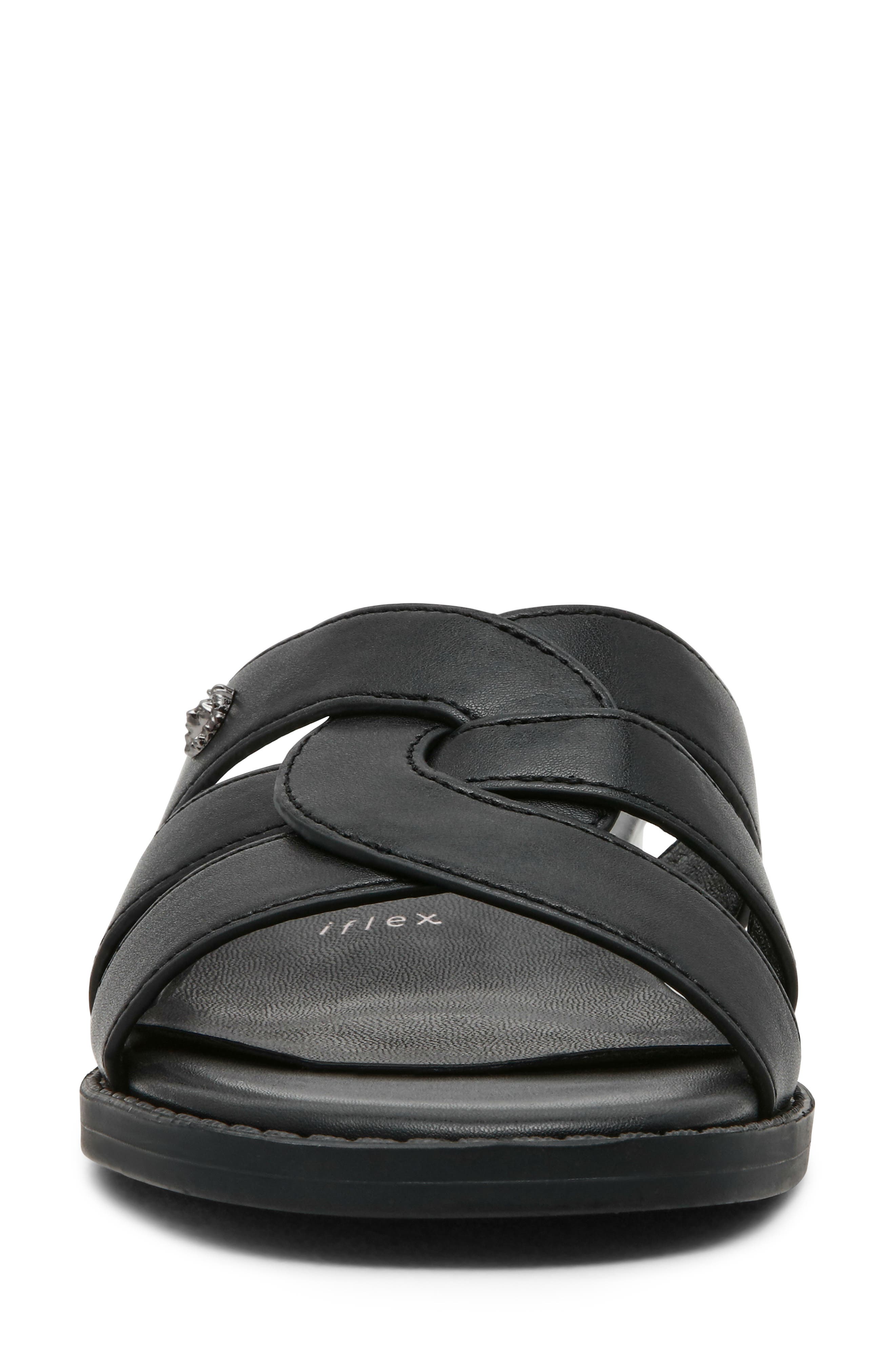 Anne Klein Babit Wedge Sandal, Alternate, color, Black Nappa Pu