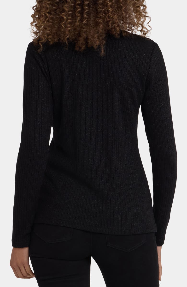 NYDJ Metallic Rib Henley Top, Alternate, color, Black