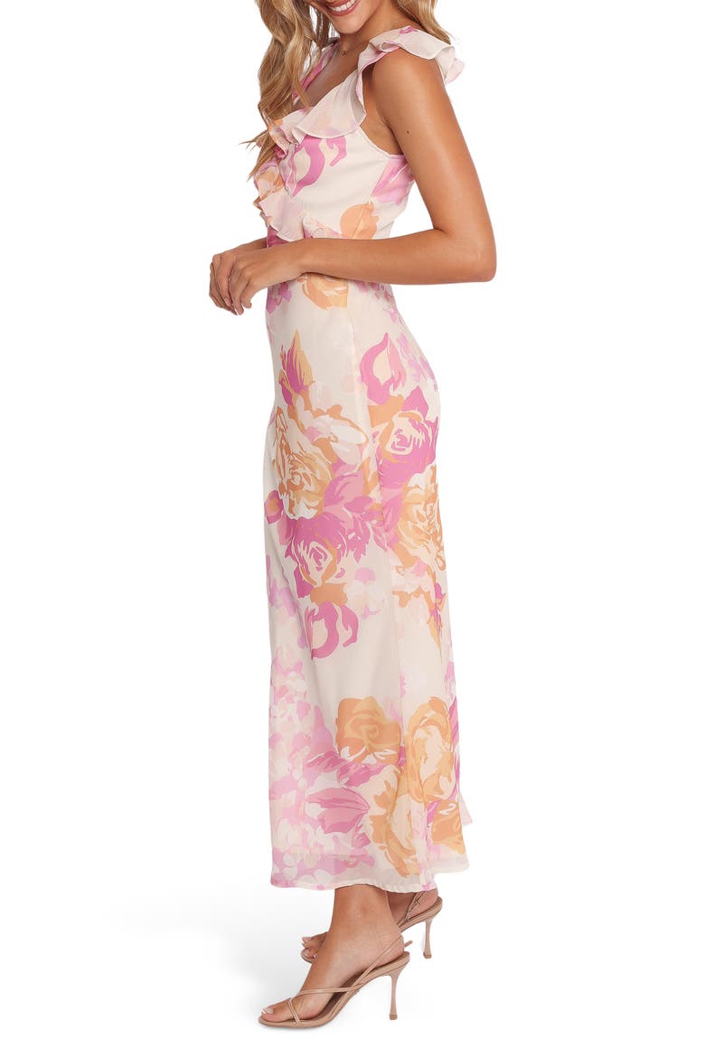 Kaori Ruffle Midi Cocktail Dress, Alternate, color, PINK FLORAL