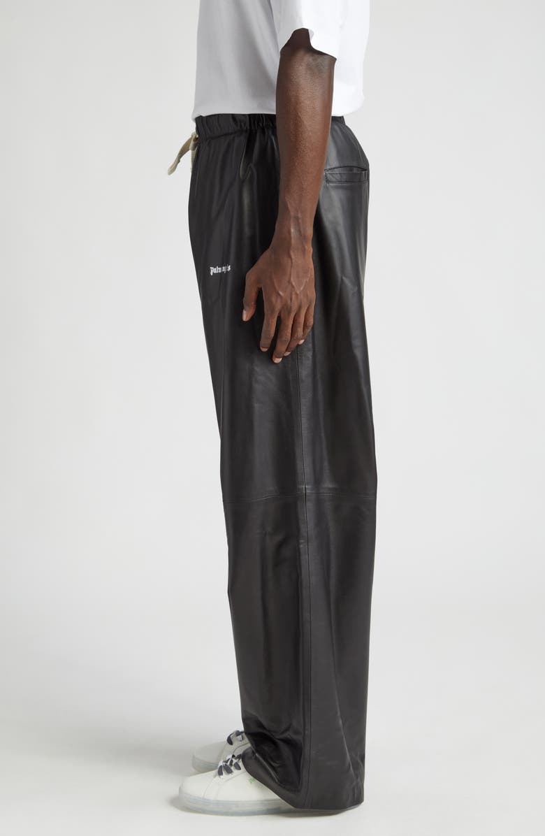Palm Angels Classic Logo Leather Pants, Alternate, color,