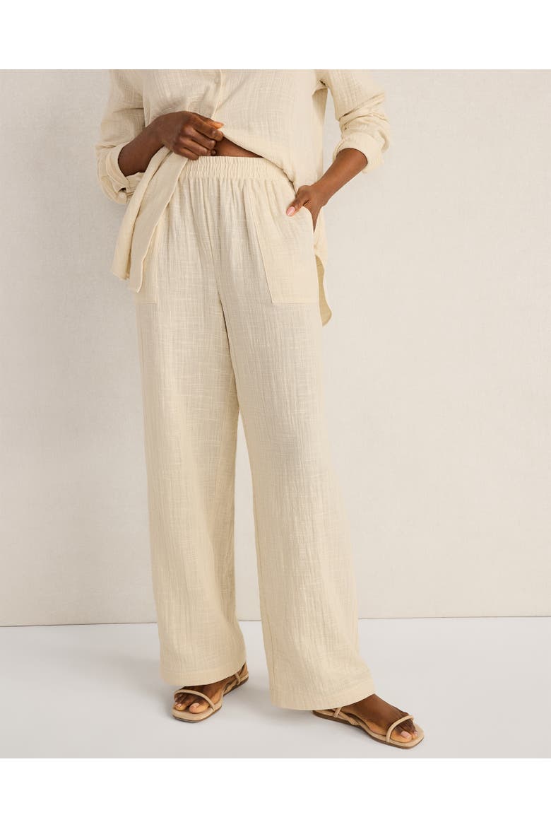 Textured Cotton Gauze Pants, Main, color, Misty Beige