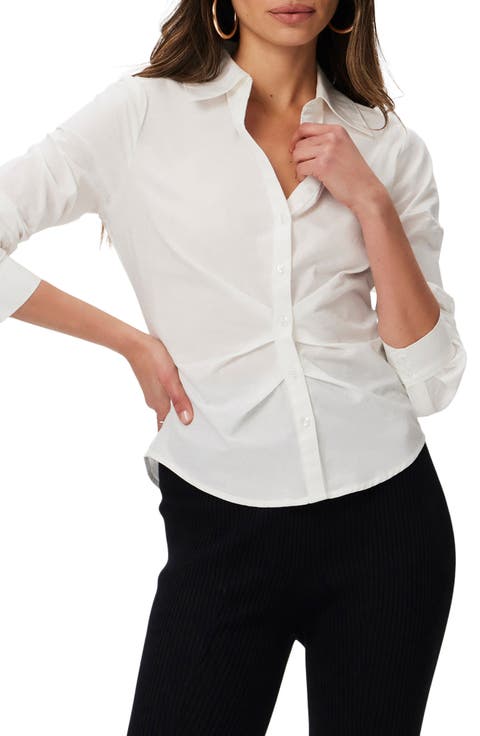 Alera Pleated Cotton Button-Up Shirt