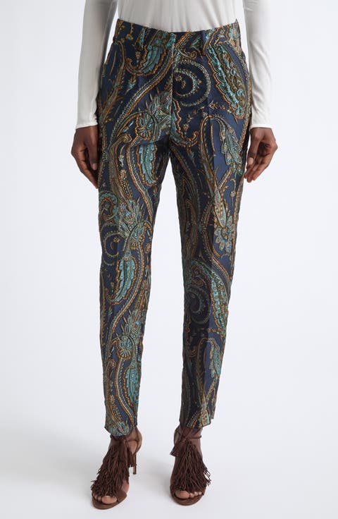Bristol Paisley Jacquard Slim Leg Ankle Pants