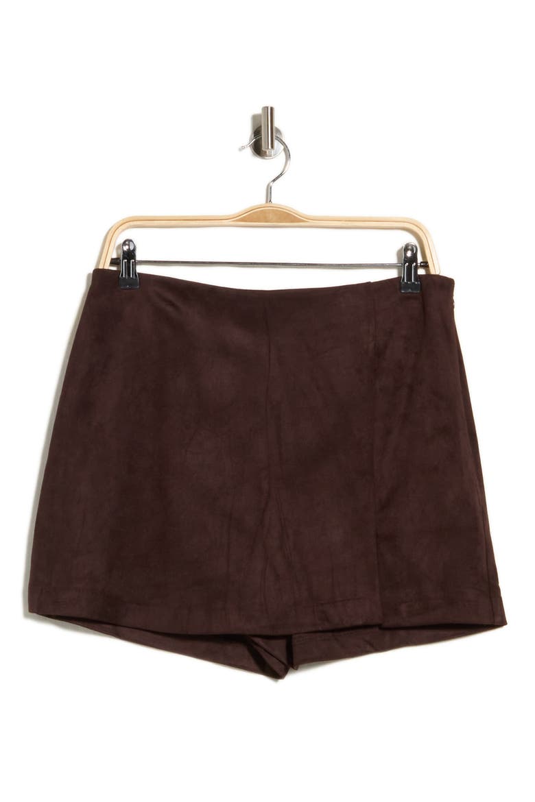 Faux Leather Skort, Main, color, CALL ME CHOCOLATE