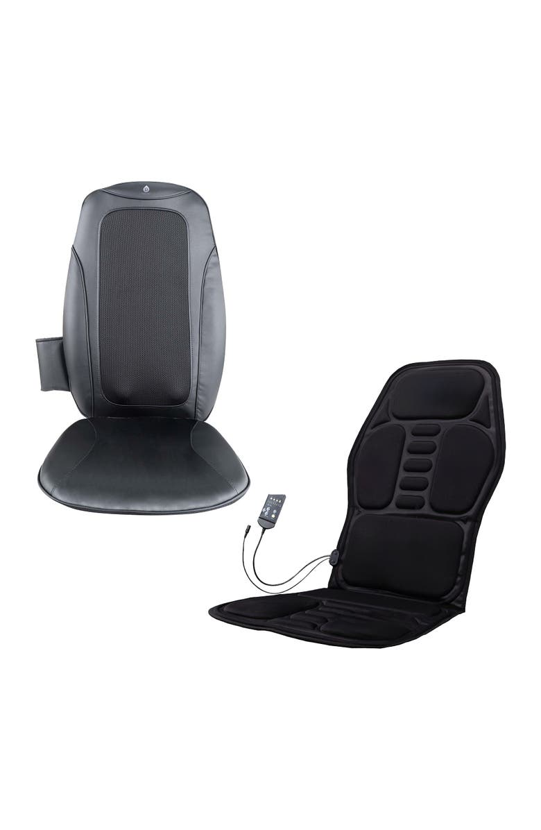 PURSONIC Shiatsu Chair Massager with Heat & Vibration + Cushion Mat Bundle - Deep Muscle Relief for Home, Office, or Car, Main, color, Black