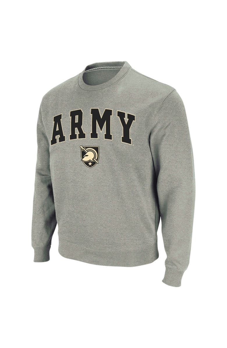 COLOSSEUM Men's Colosseum Heather Gray Army Black Knights Arch & Logo Crew Neck Sweatshirt, Alternate, color, Heather Gray
