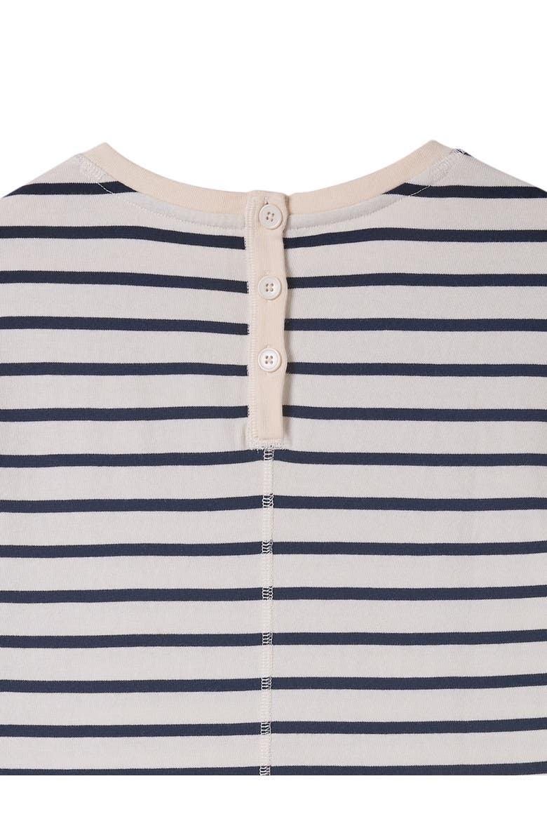 Button Back Heavyweight Jersey Top, Alternate, color, Ecru Navy Stripe