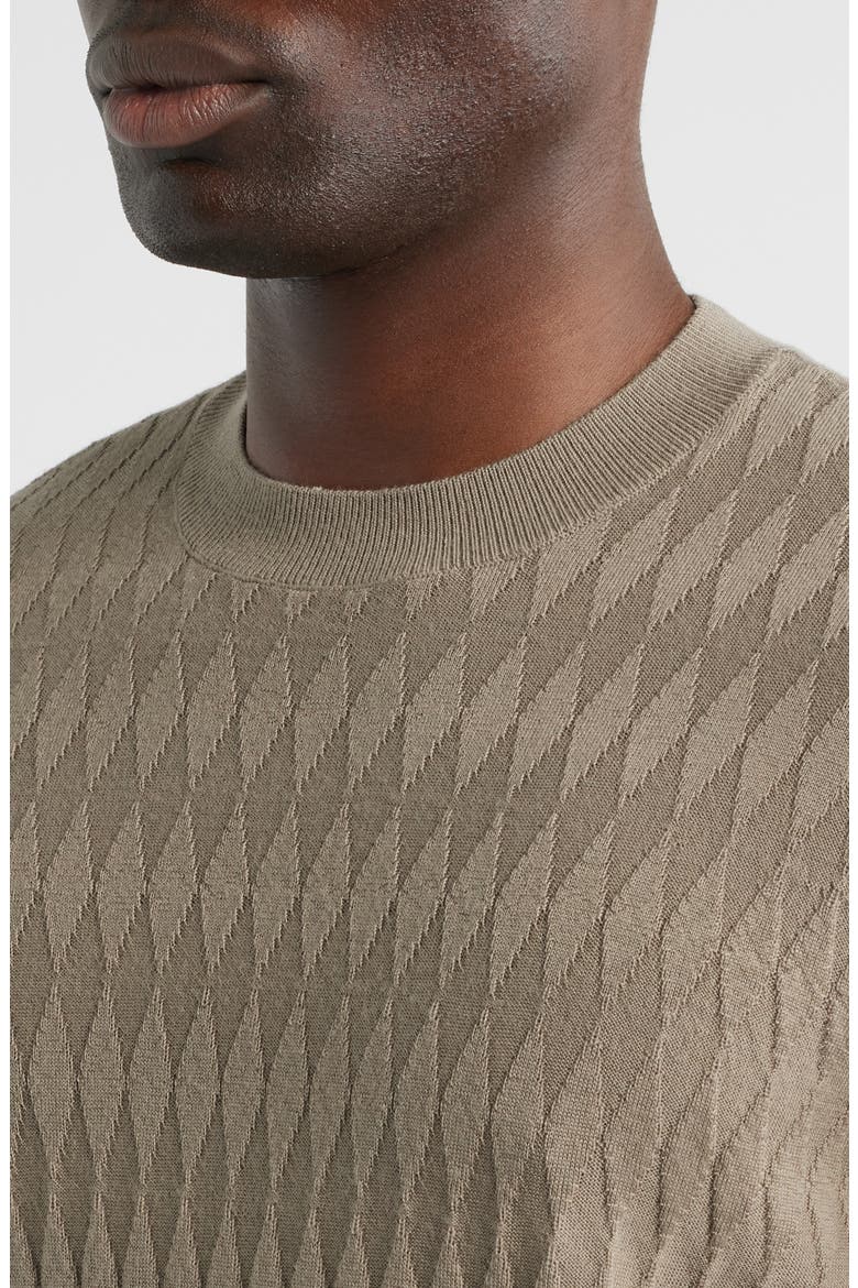 Diamond Stitch Virgin Wool Crewneck Sweater, Alternate, color, TAN