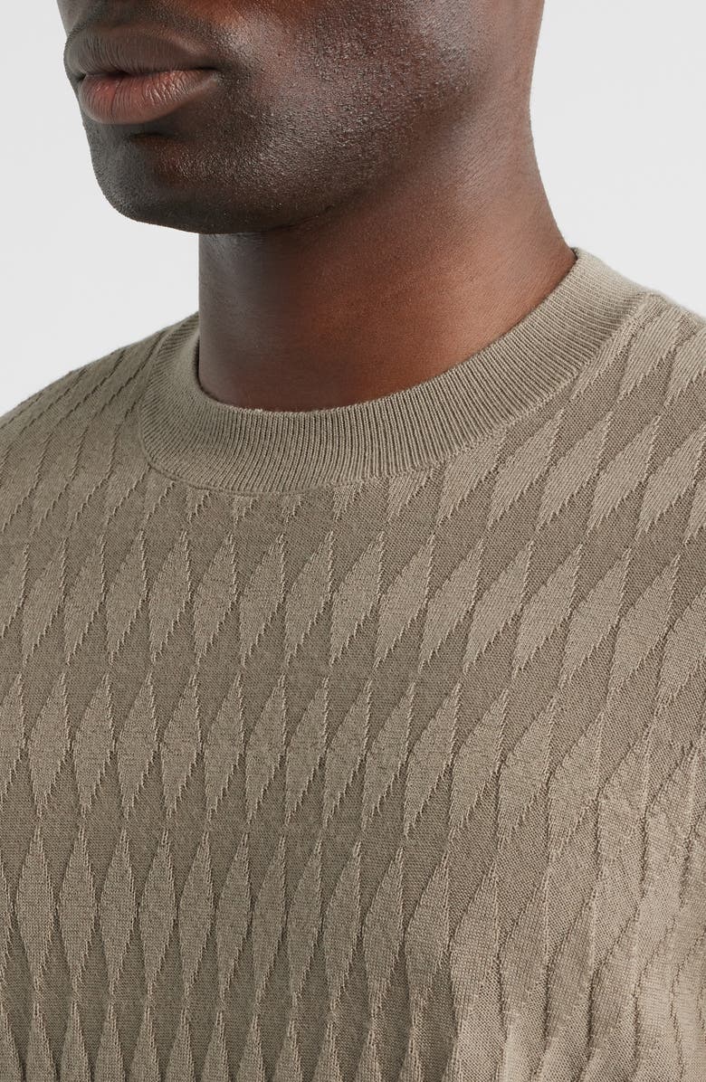 Emporio Armani Diamond Stitch Virgin Wool Crewneck Sweater, Alternate, color, Tan