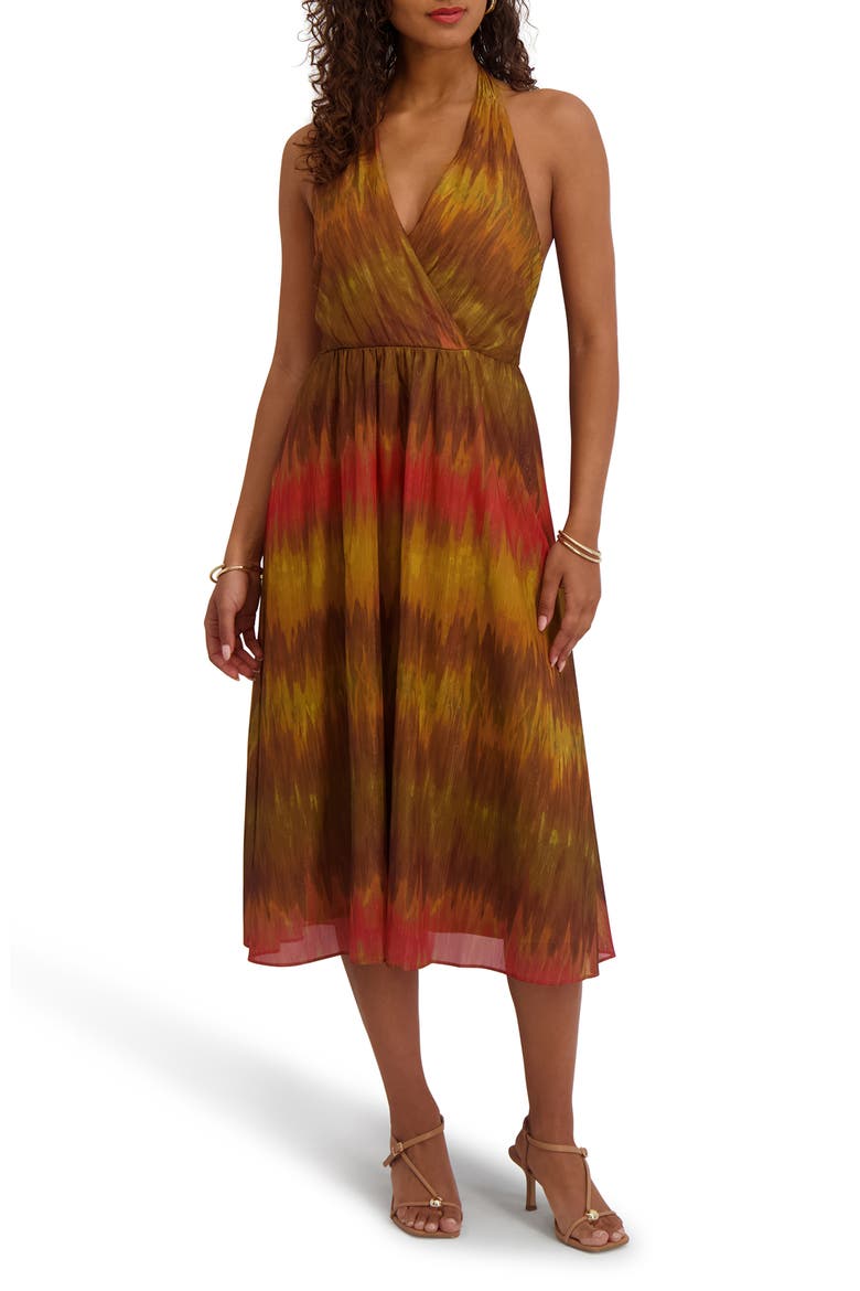 Printed Chiffon Midi Dress, Main, color, MULTI