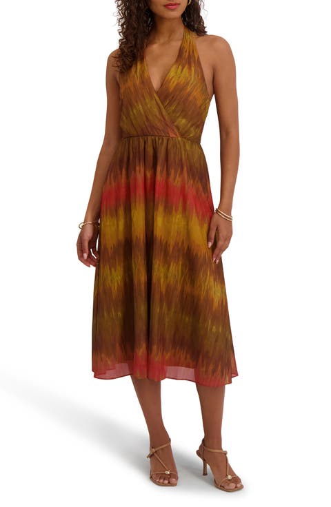 Printed Chiffon Midi Dress