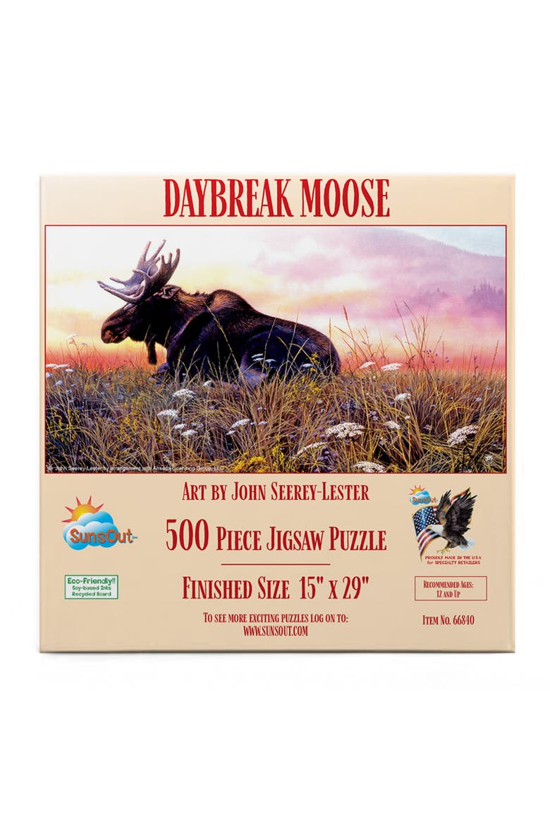 Daybreak Moose 500 piece Jigsaw Puzzle for Adults, Alternate, color, Multicolor