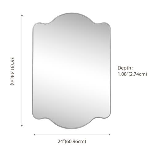 Jonathan Y Louisa Medium Scalloped Rectangular Metal Framed Wall Mirror In Nickel