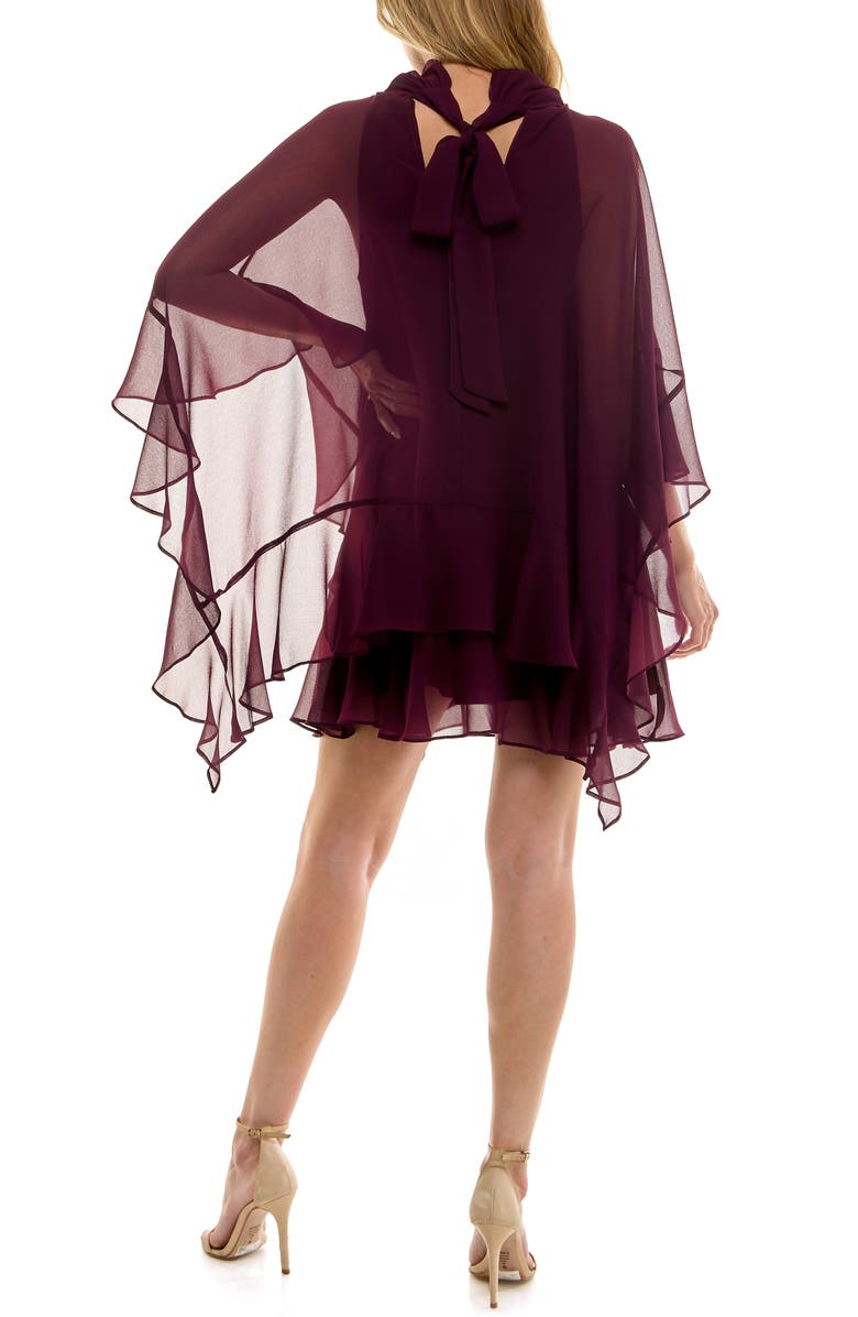 Socialite Capelet Chiffon Dress, Alternate, color, Mulberry