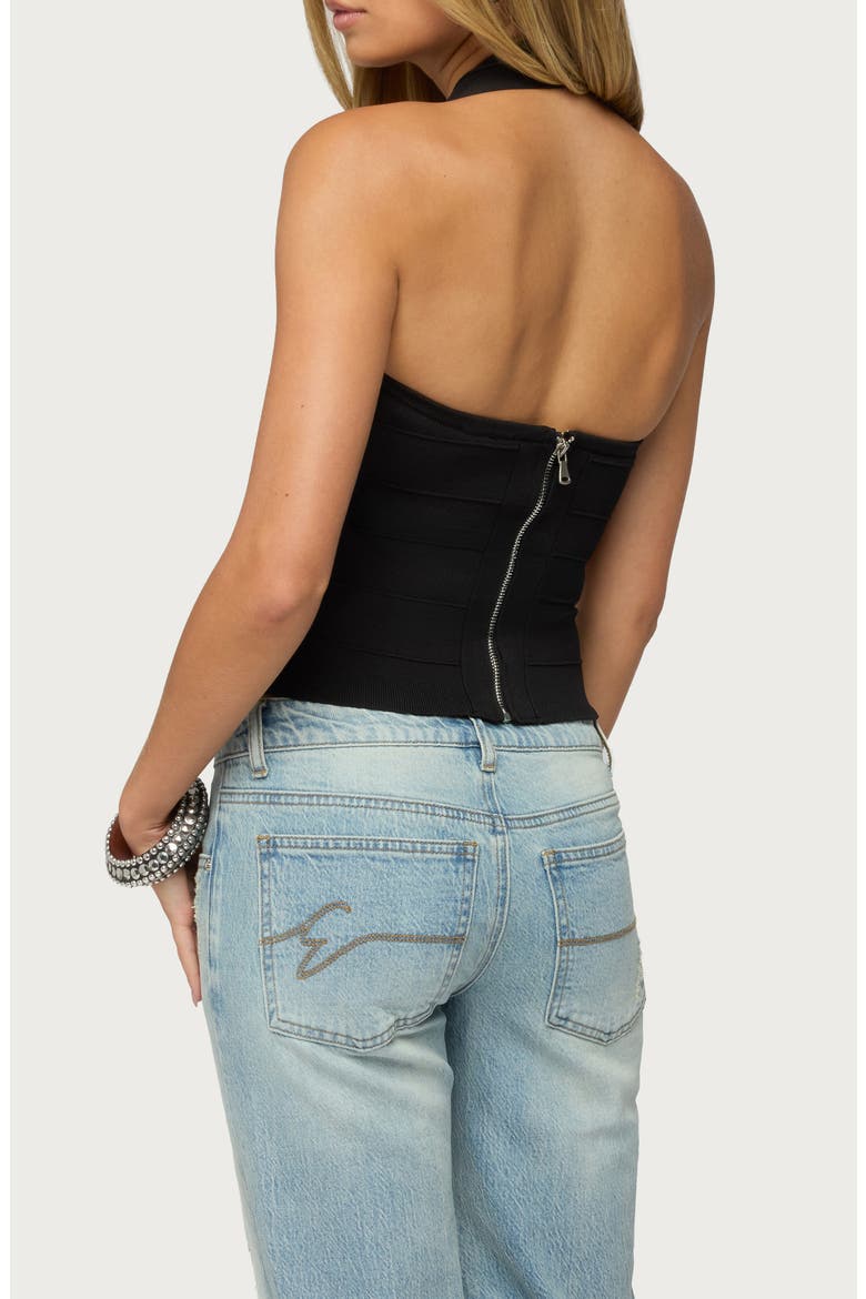 Esmerela Bandage Crop Halter Top, Alternate, color, BLACK