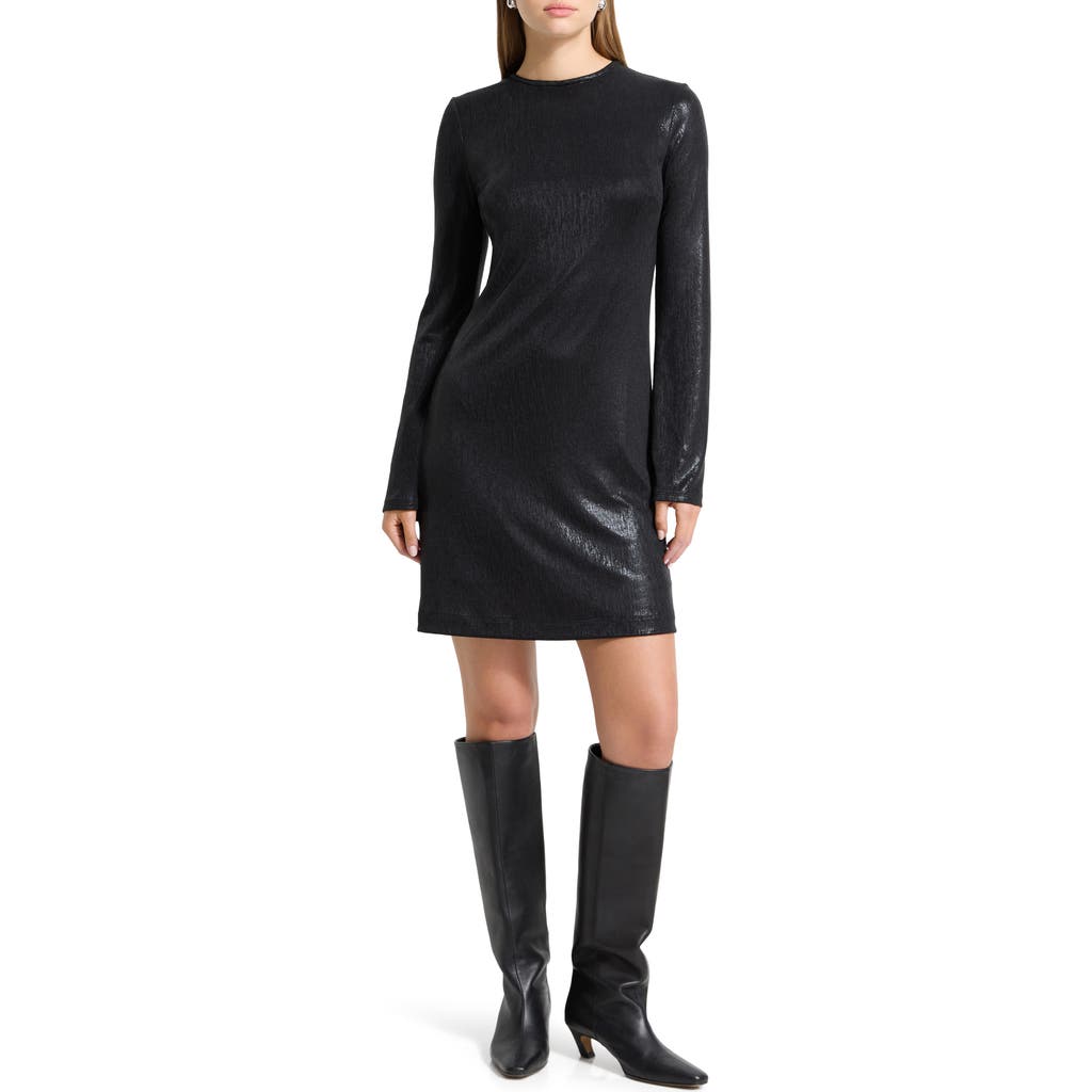 Marcella Adya Metallic Long Sleeve Minidress In Black