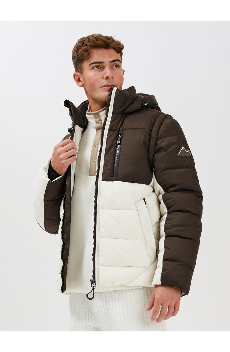 Point Zero MIDWEIGHT ZIP-OFF SLEEVES PUFFER, Alternate, color, Choco Milk