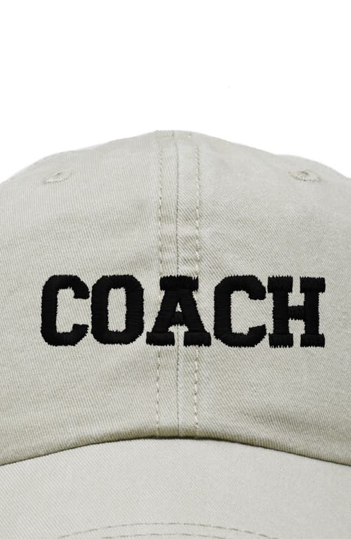 Shop Dalix Coach Embroidered Sports Dad Cap In Washed Stone White