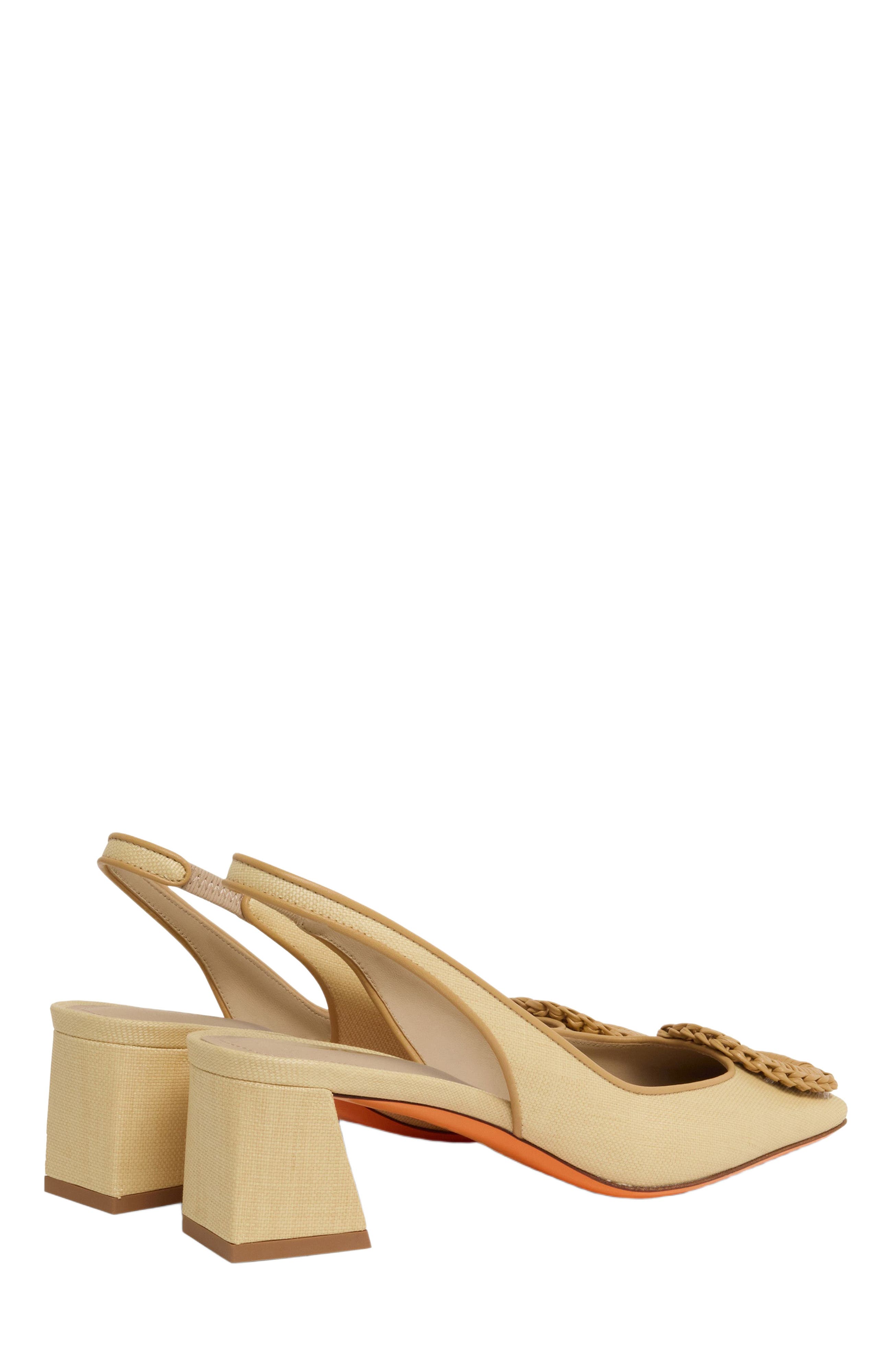 Santoni Women's mid-heel slingback, Alternate, color, Natural