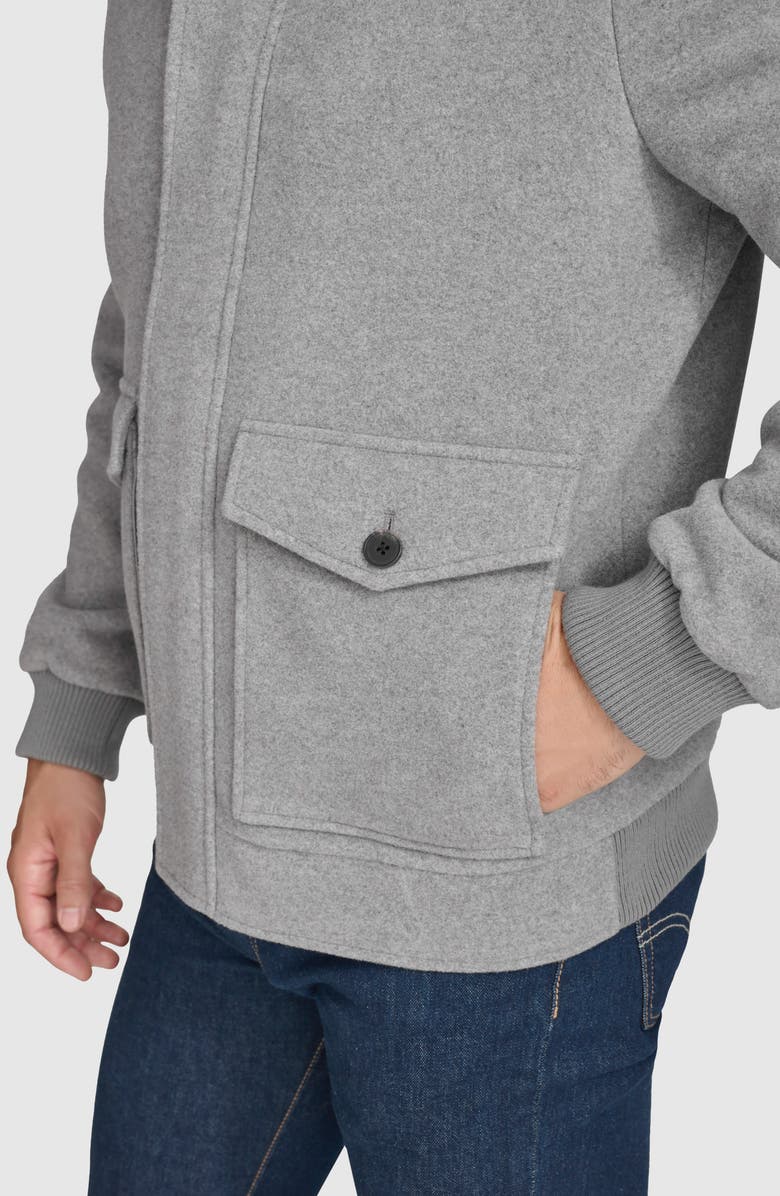 Cole Haan Signature Stand Collar Wool Blend Bomber Jacket, Alternate, color, Light Grey