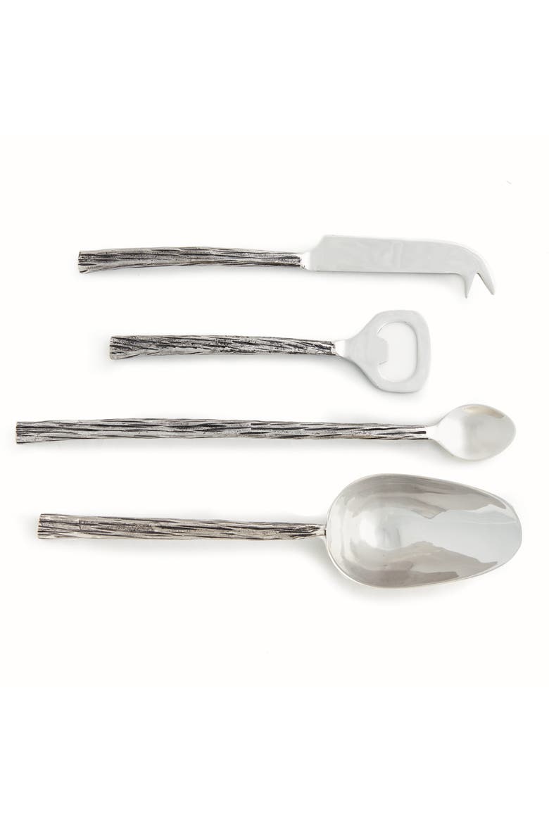 Arwell Cocktail Accessories Set of 4, Main, color, Silver