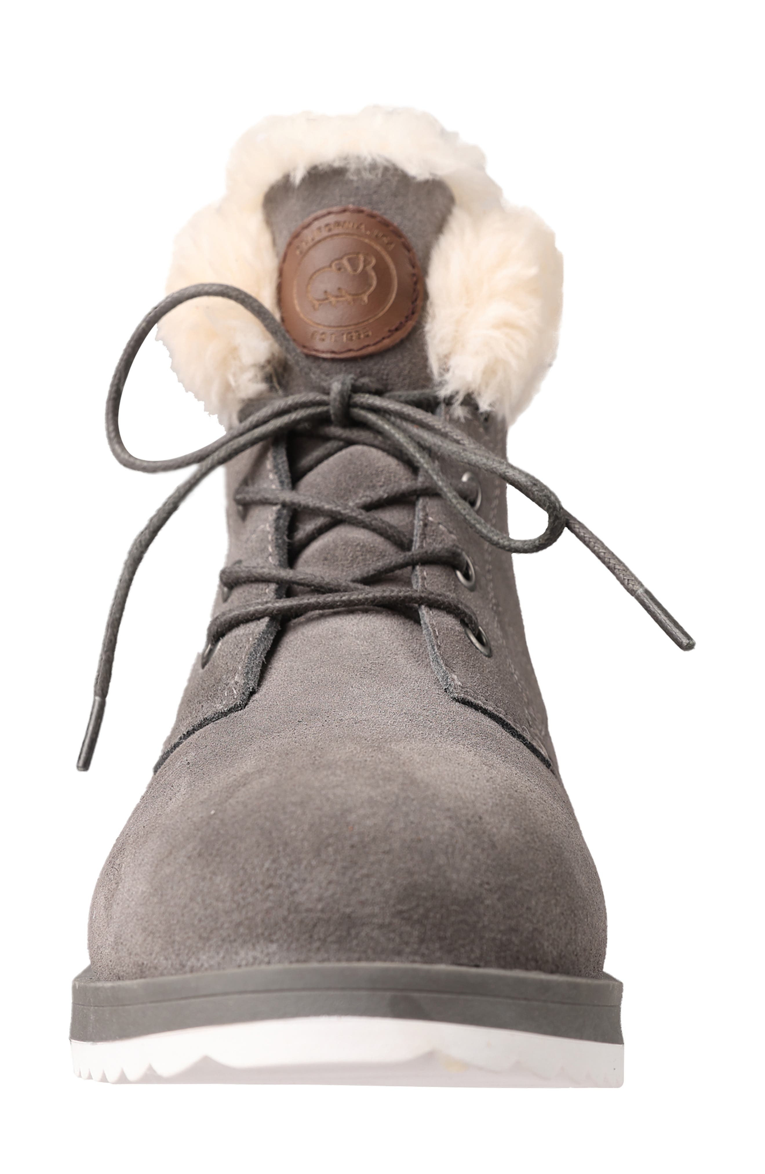 LAMO Demi Faux Shearling Wedge Bootie, Alternate, color, Charcoal