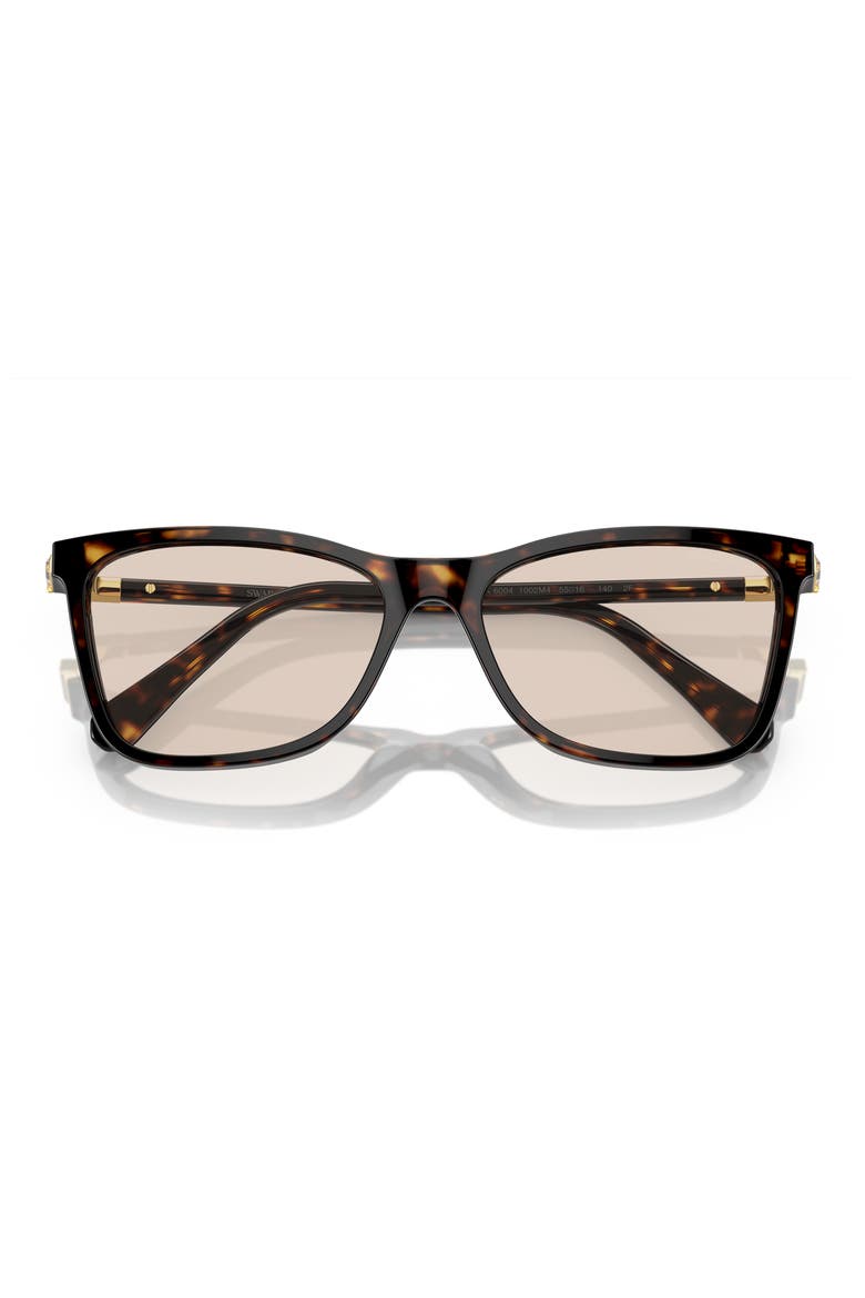 55mm Polarized Rectangle Sunglasses, Alternate, color, DK HAVANA