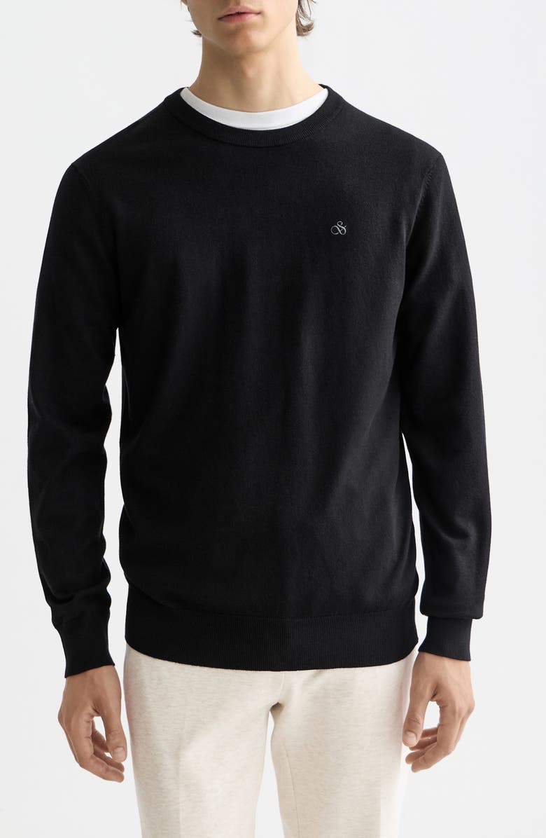 Scotch & Soda Core Crewneck Pullover, Main, color, Black