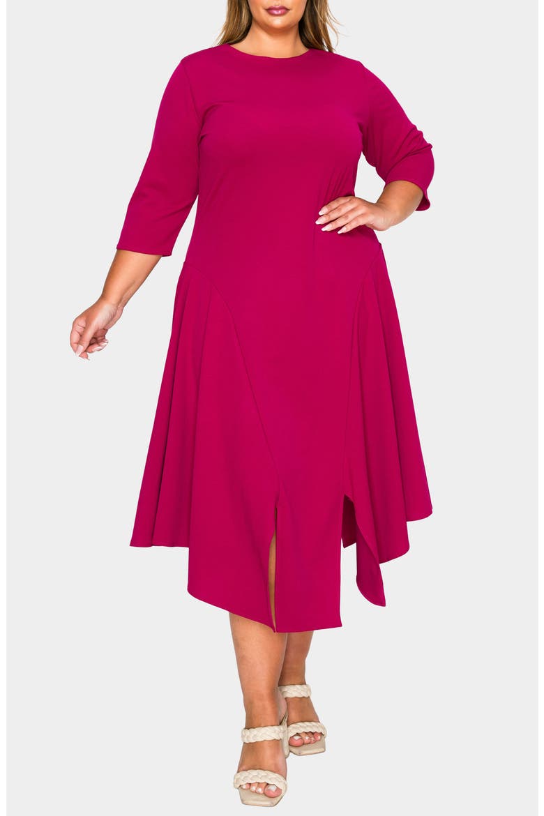 Vida Asymmetric Split Hem Crepe Maxi Dress, Alternate, color, MAGENTA