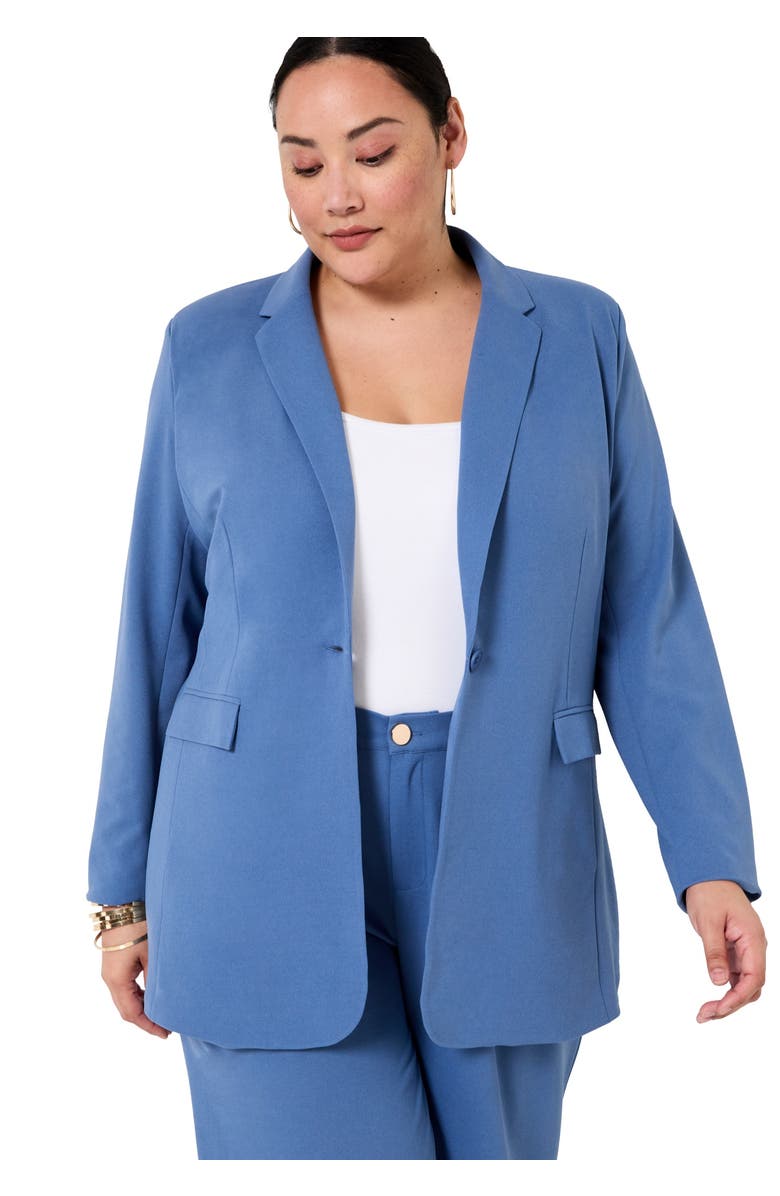June + Vie Smooth Classic Blazer, Main, color, Gray Blue