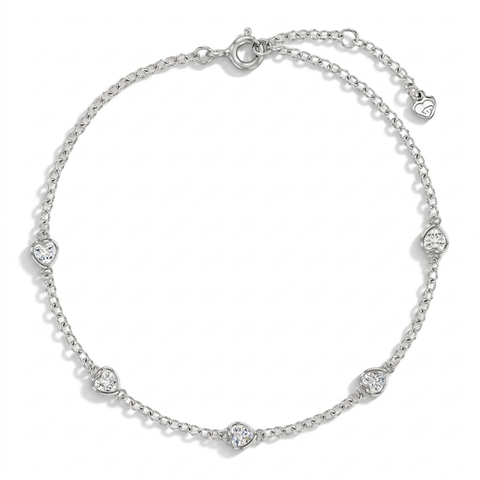CZ Heart Station Womens Bracelet