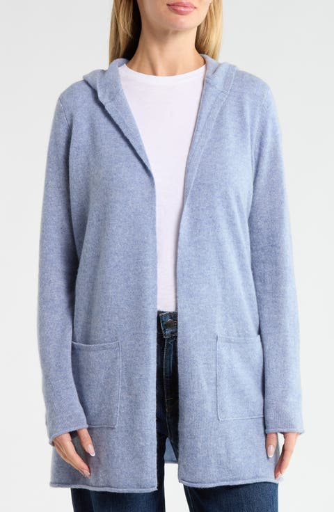 Cashmere Hooded Open Cardigan