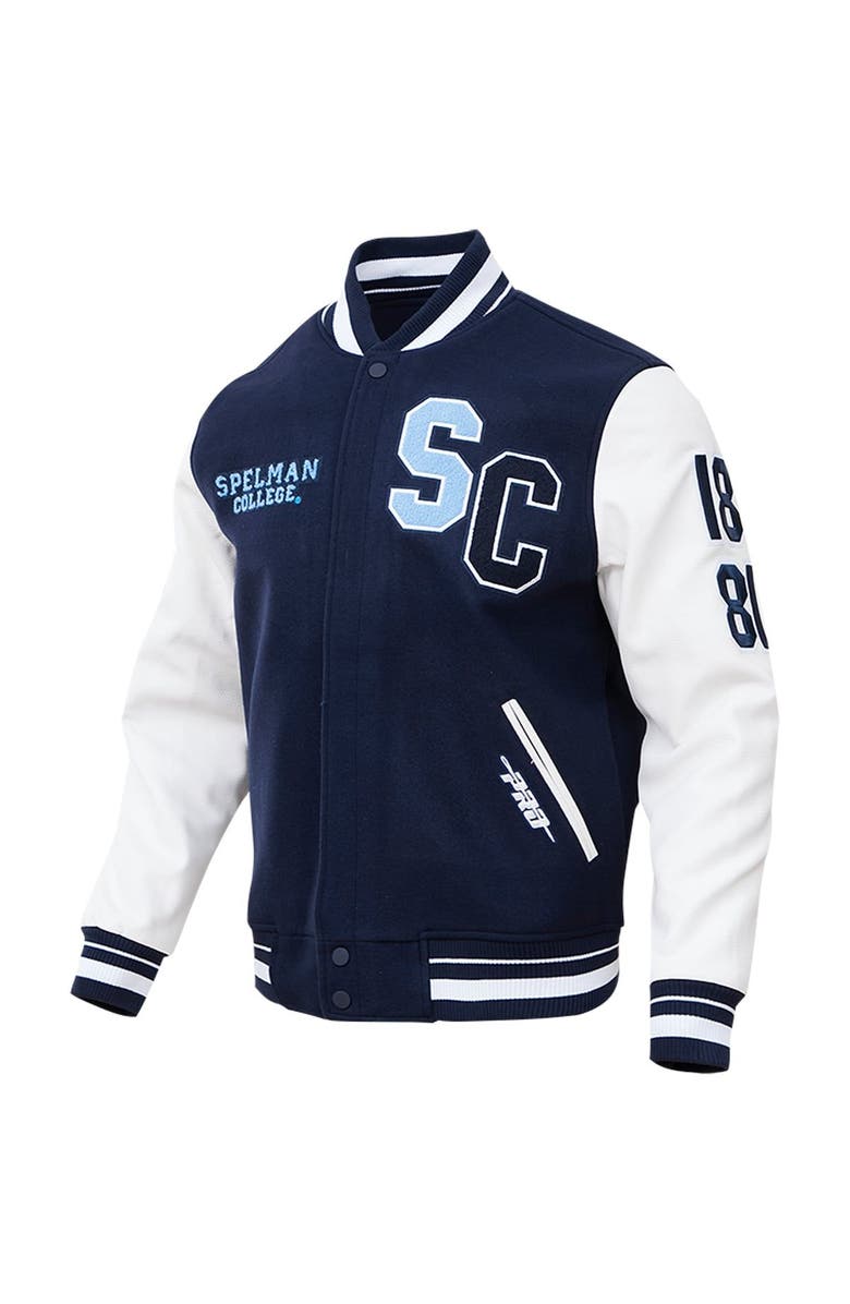 PRO STANDARD Men's Pro Standard Navy Spelman College Jaguars Classic Wool Full-Zip Varsity Jacket, Alternate, color, Navy