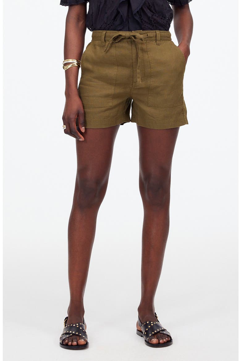 Drawstring Linen Shorts, Main, color, SAFARI KHAKI