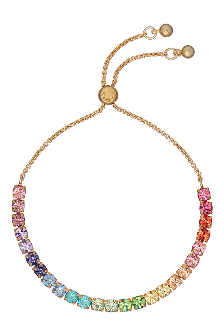Melrah Rainbow Crystal Slider Bracelet, Main, color, GOLD RAINBOW PASTEL CRYSTAL