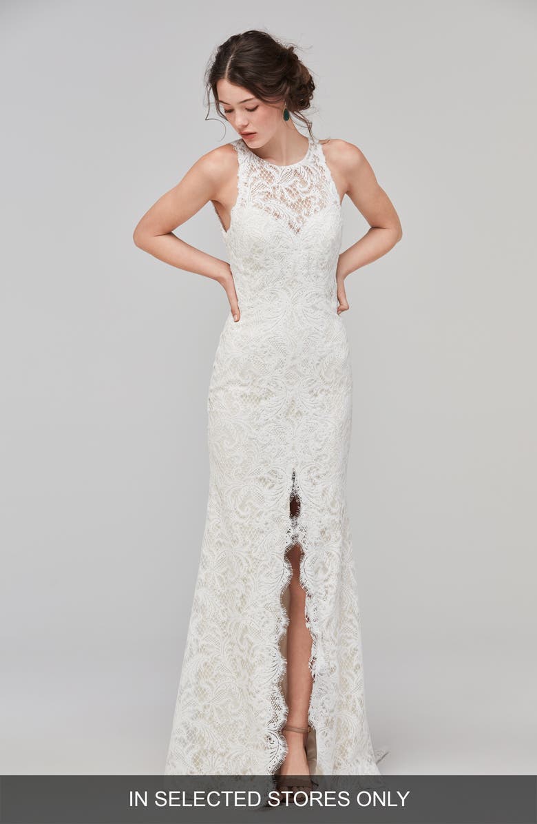 Willowby Adia Sleeveless Lace A-Line Gown, Main, color,