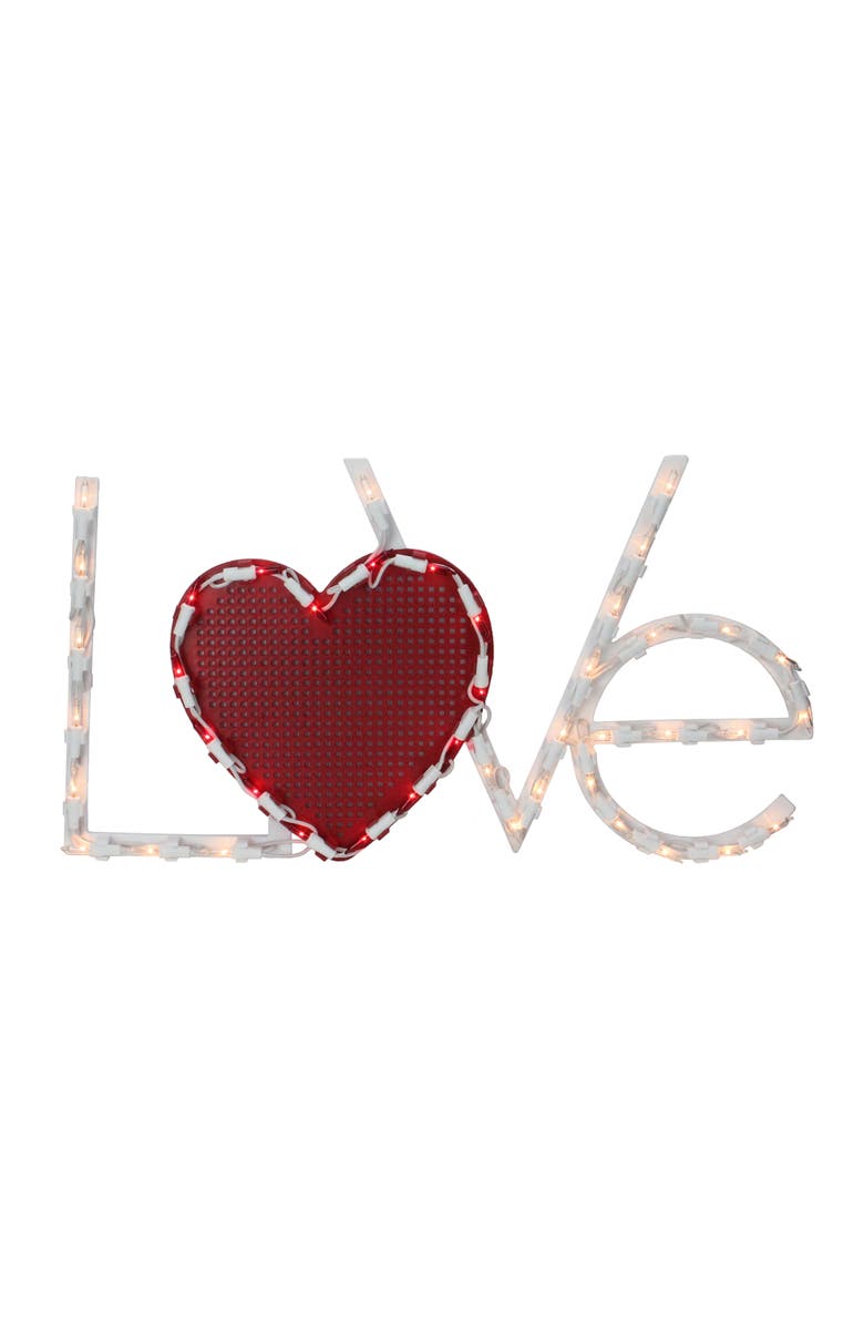 Northlight Lighted "Love" with Heart Valentine's Day Window Silhouette - 17" - White and Red, Main, color, 