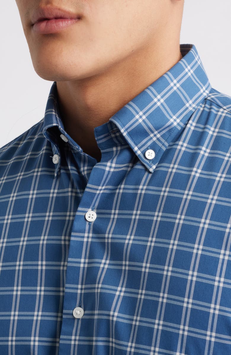 Peter Millar Plaid Performance Button-Down Shirt, Alternate, color, Blue Haze