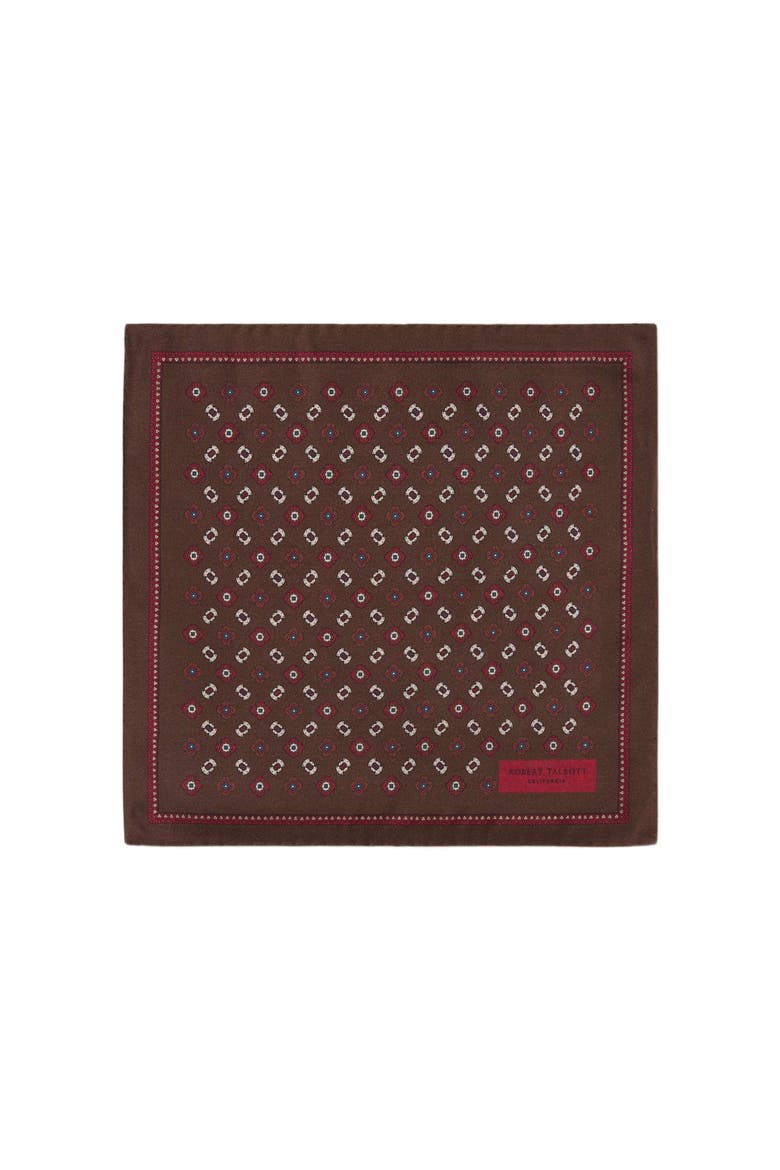 Paisley Collins Double Print Pocket Square, Main, color, Brown Multi