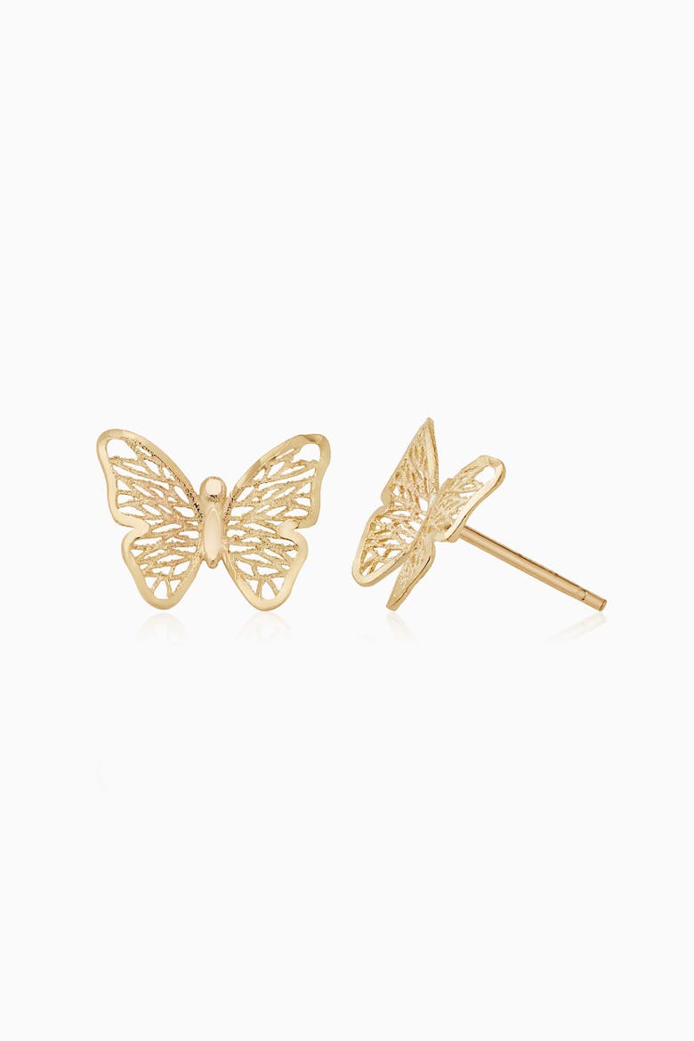 14K Yellow Gold Social Butterfly Studs, Alternate, color, Yellow Gold