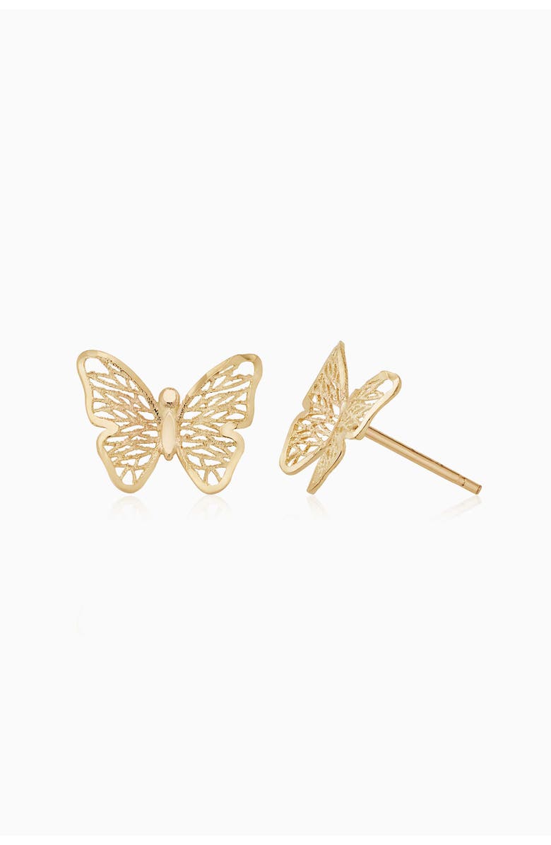 Oradina 14K Yellow Gold Social Butterfly Studs, Alternate, color, Yellow Gold