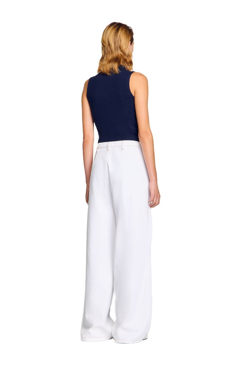 SANDRO Topstitched wide-leg jeans, Alternate, color, White