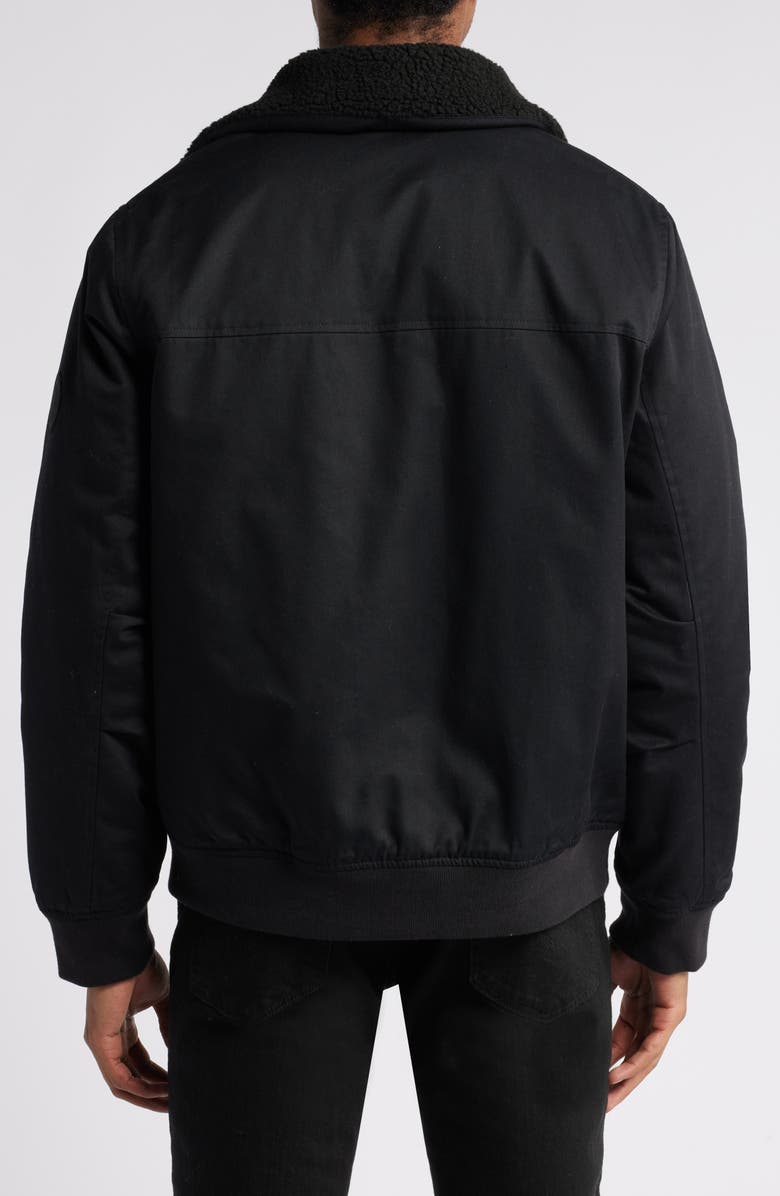 Original Penguin Logo Faux Shearling Collar Insulated Twill Bomber Jacket, Alternate, color, 